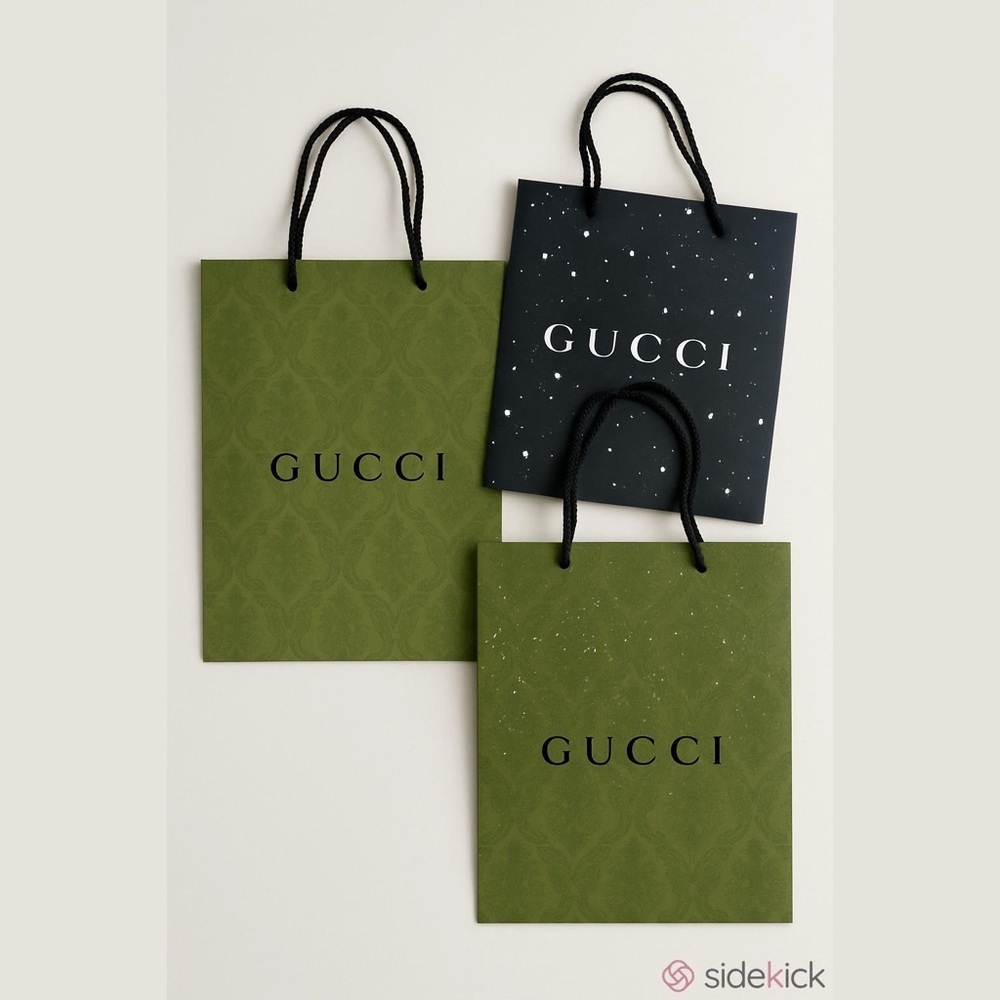 3 Authentic Gucci Large Shopping Bags-Zodiac Constellation & Green Embossed Logo - Picture 6 of 6